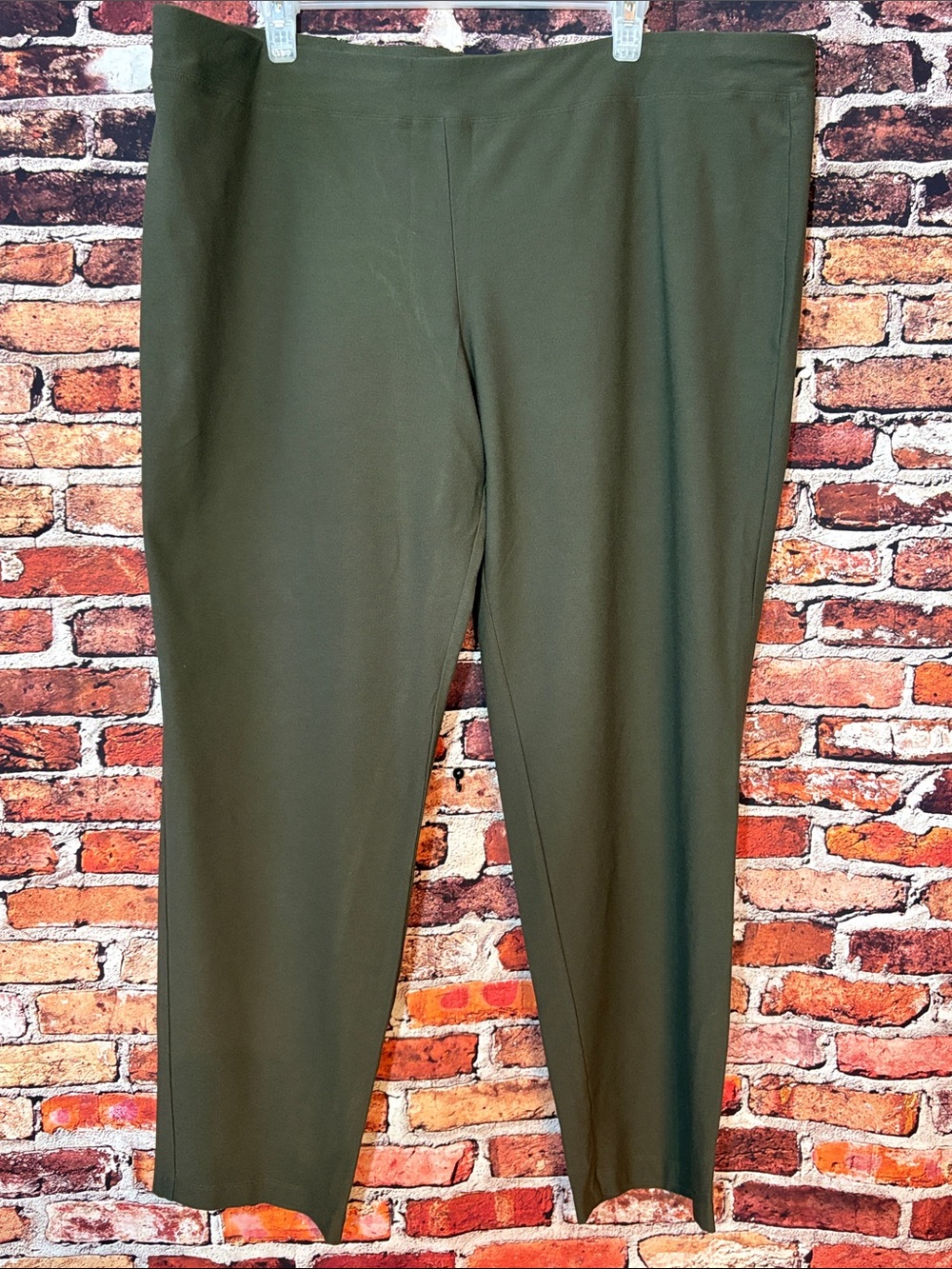 Eileen Fisher Olive Tone Straight-Leg Women's Pants 2X